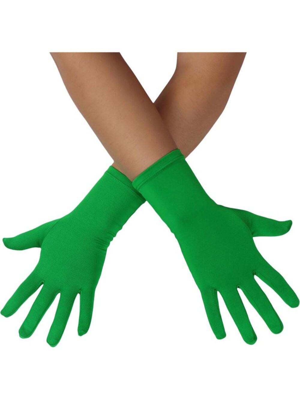 Men's and Women's Green Length Spandex Stretch Halloween Wedding Prom Gloves
